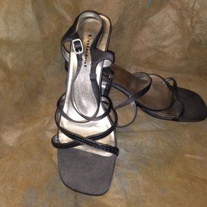 Unlisted Black Strap Heels Sequins womens size 10 vintage